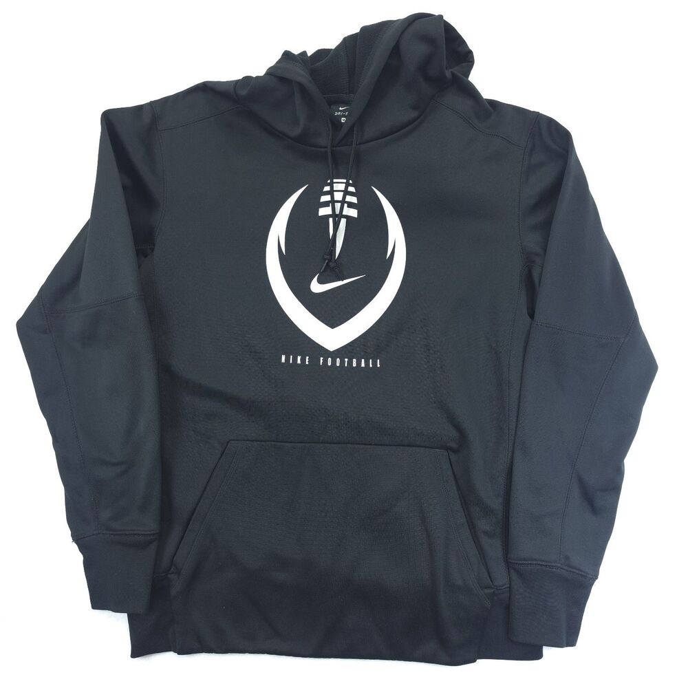 Nike Football Pullover Hoodie Mens Medium Black Dri-Fit Hooded Sweatshirt